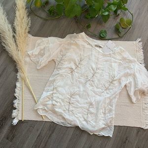 Elena Baldi Silk White Embroidered Blouse